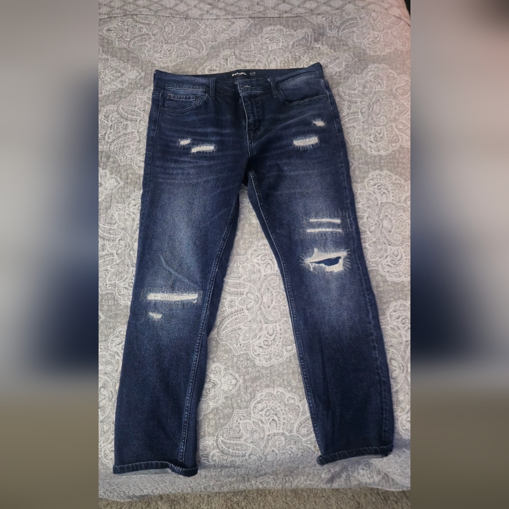 RSQ Men's Distressed Dark Blue Skinny Jeans Mens Sz 32